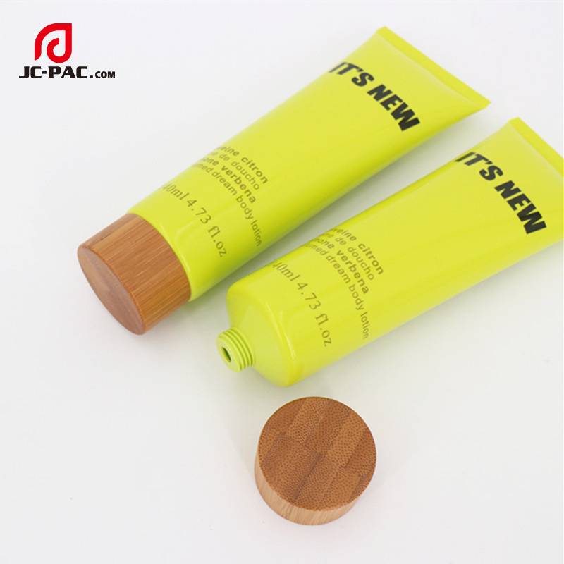 Bamboo Cap For Plastic Soft Tube Packaging 150g Wooden Lid For 150ml Plastic Tube