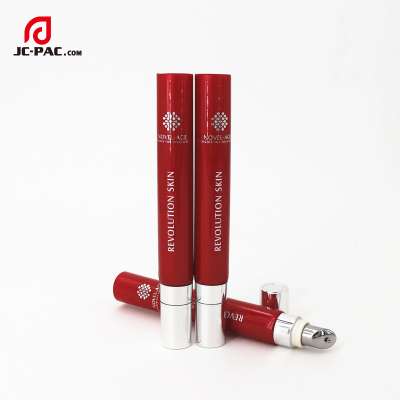 Silver Hot Stamping Cherry Red Eye Cream PE Tube with Metal Applic